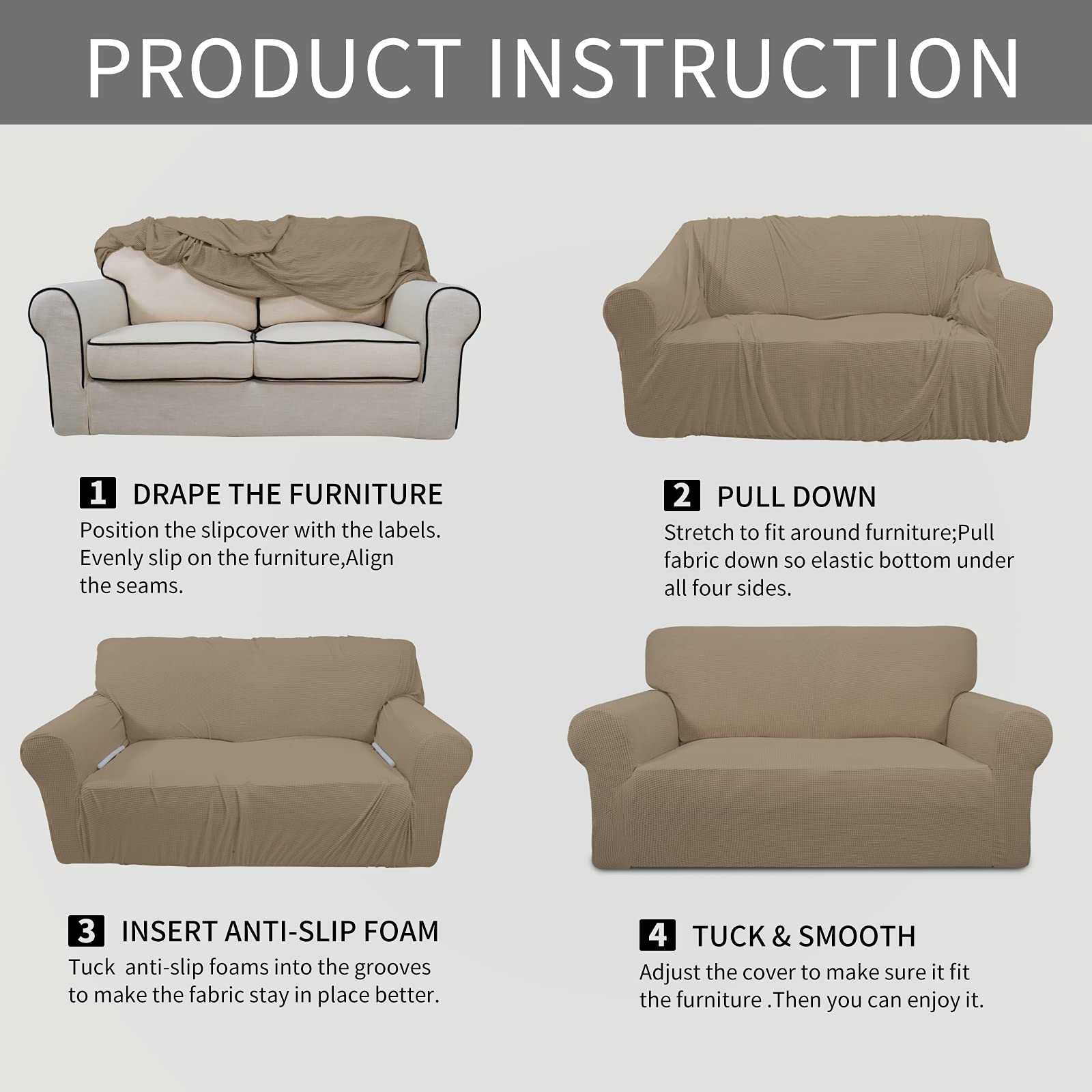 Easy-Going Loveseat Slipcover with small-check jacquard adds subtle texture.
