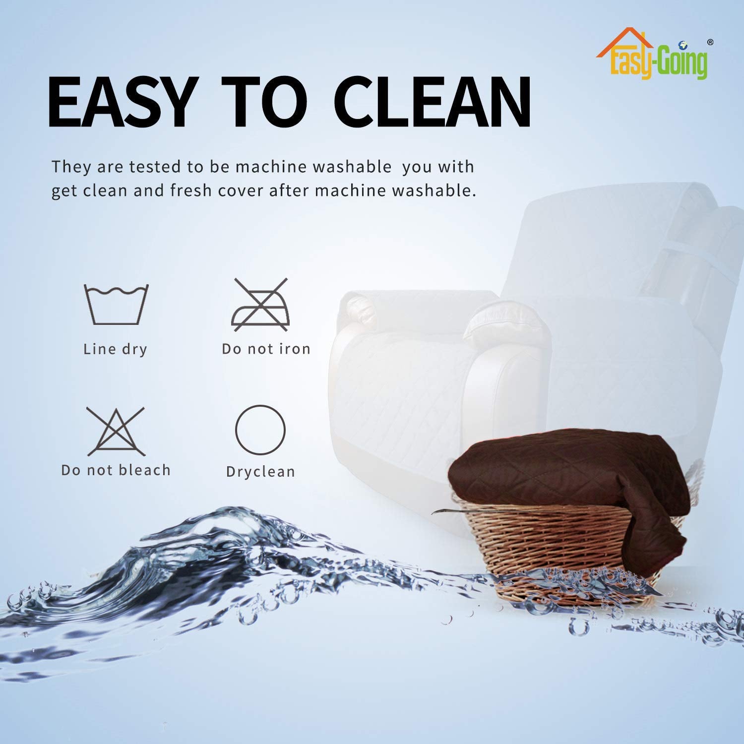 Easy-Going machine-washable cover simplifies cleaning after family use and pets.