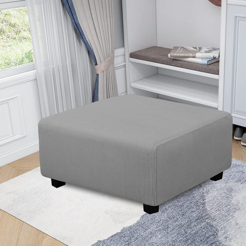 Easy-Going ottoman slipcover with elastic bottom fits rectangular storage stools securely.