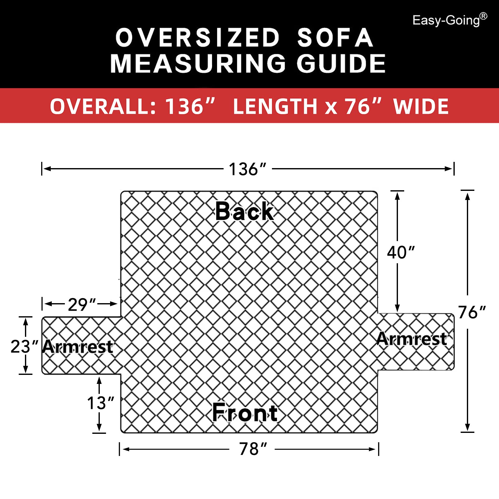 Easy-Going oversized couch cover with elastic back for a snug fit