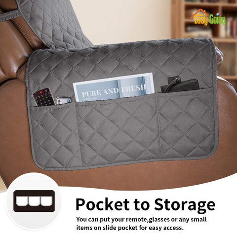 Easy-Going elastic straps keep the cover in place on a recliner.