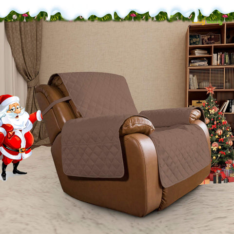 Easy-Going oversized recliner cover side view highlights anti-slip elastic straps