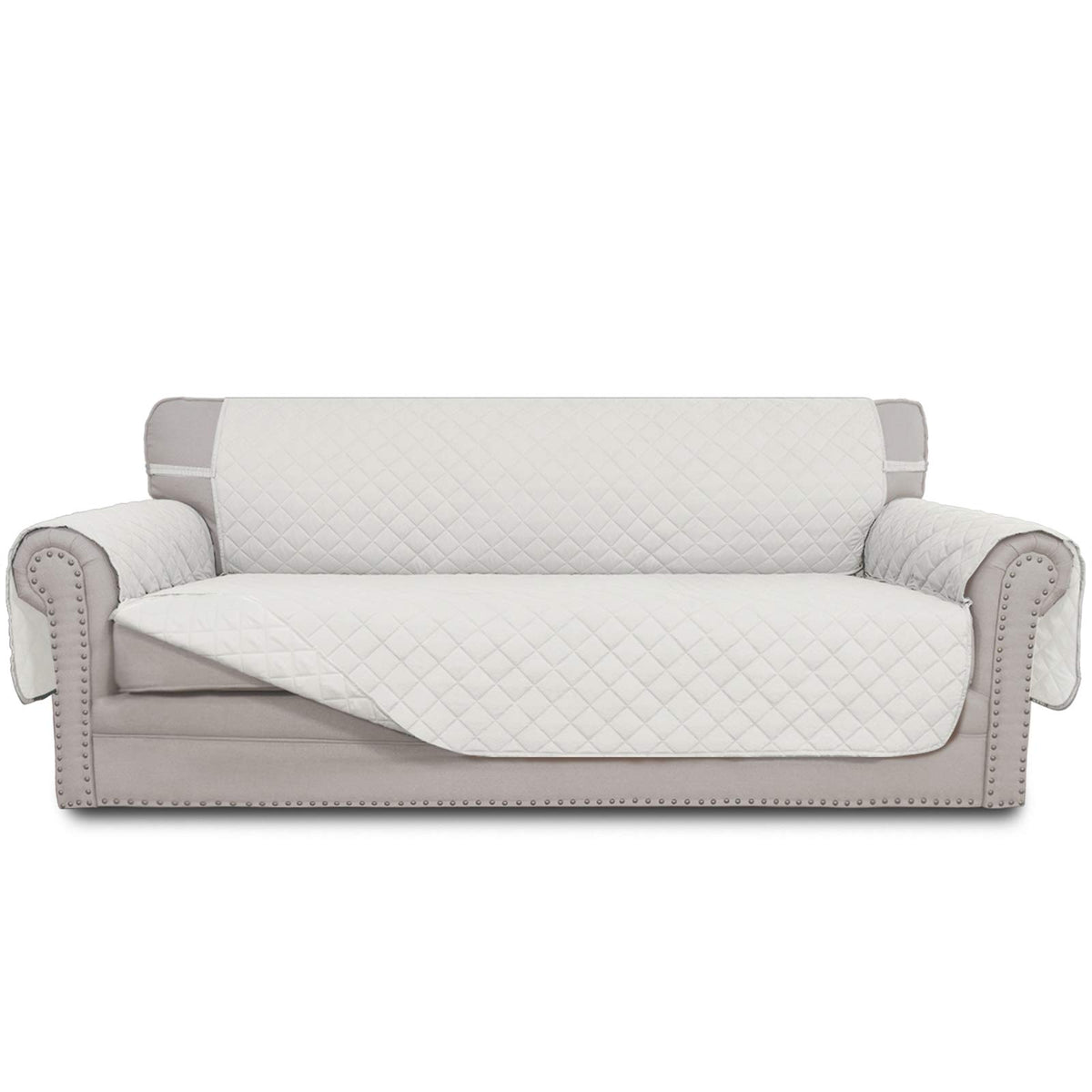 Easy-Going 4-Seater slipcover in water-resistant quilted fabric protects sofas from spills.