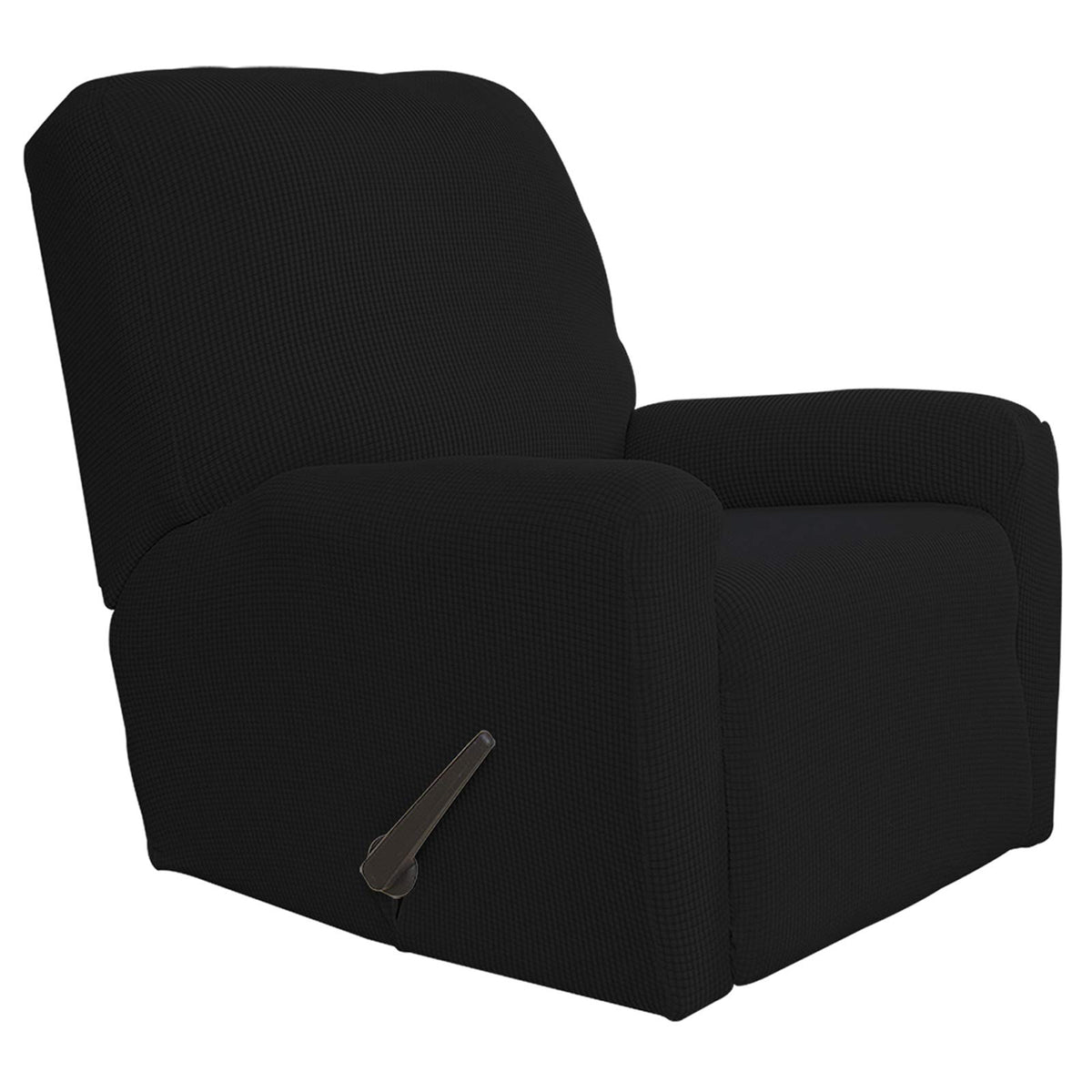 Easy-Going recliner slipcover front view shows elastic stretch and snug fit.