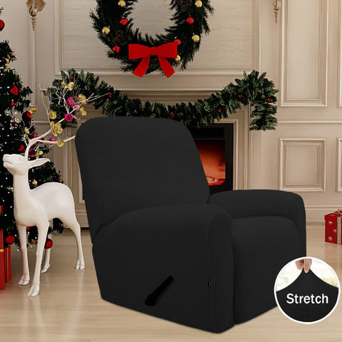 Easy-Going recliner slipcover side view highlights flexible fabric hug.