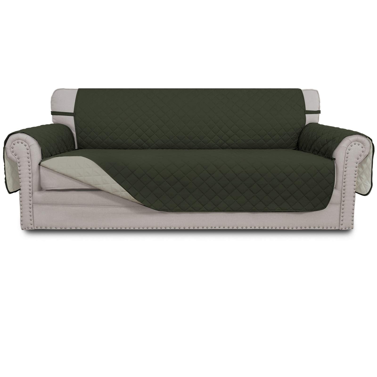 Easy-Going reversible couch cover on a 3-cushion sofa protects from spills.