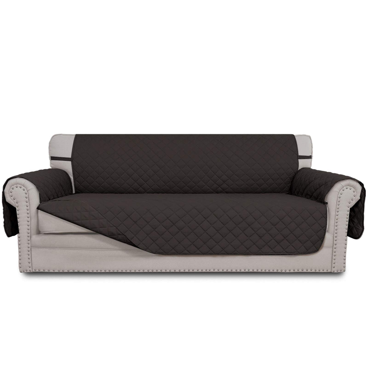 Easy-Going reversible couch cover on a 3-cushion sofa for flexible styling and protection.
