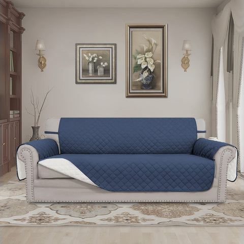 Easy-Going reversible couch cover in ivory illustrating light-clean look and spill protection.