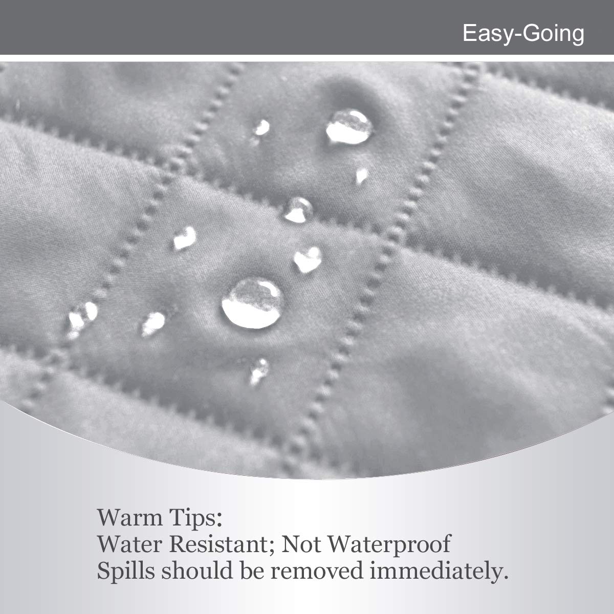 Easy-Going water resistant fabric shields furniture from everyday mishaps.