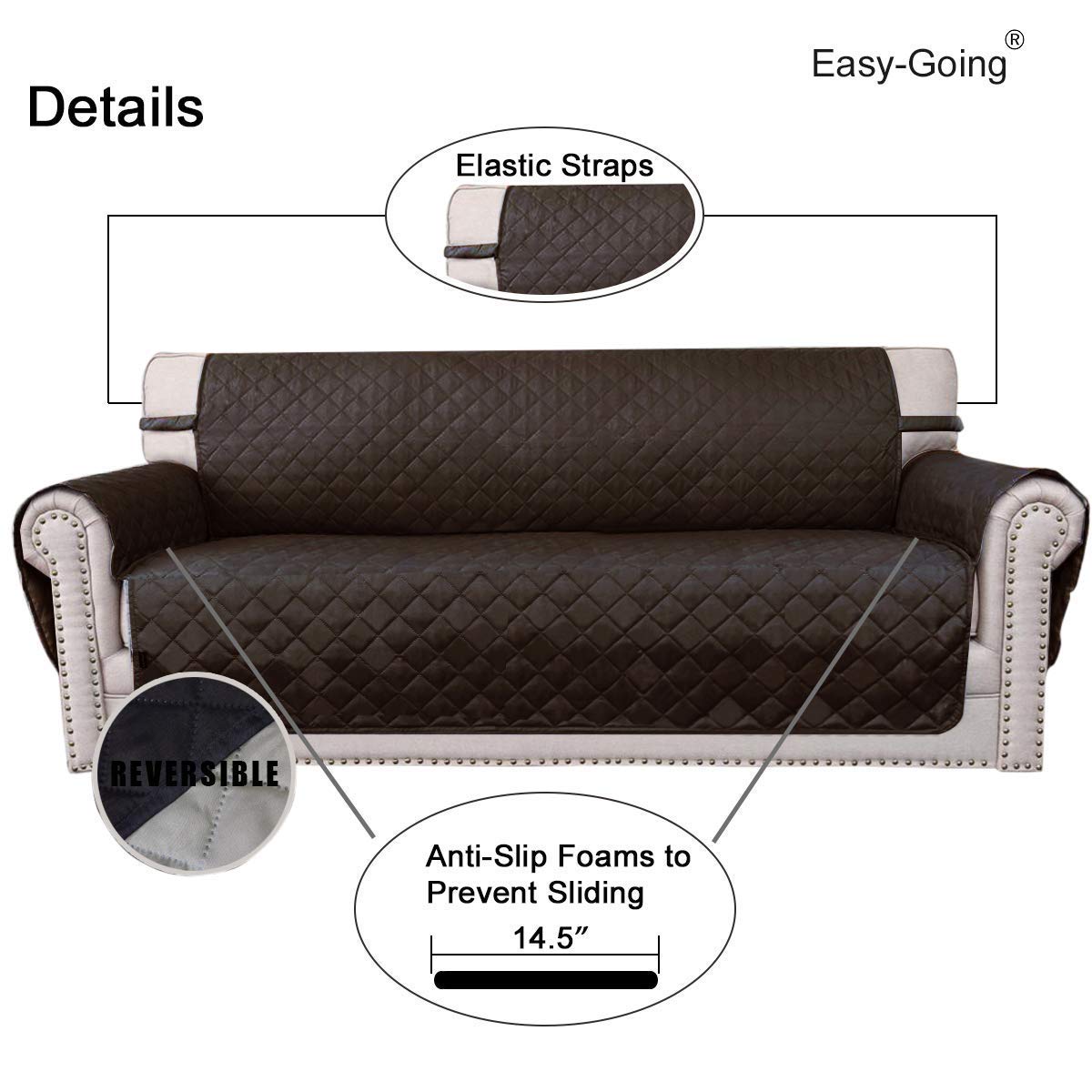 Easy-Going couch cover foam pipes keep cover in place for a secure fit