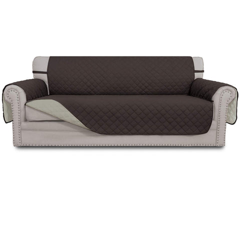 Easy-Going reversible oversized couch cover full-view chocolate beige protects pets and spills