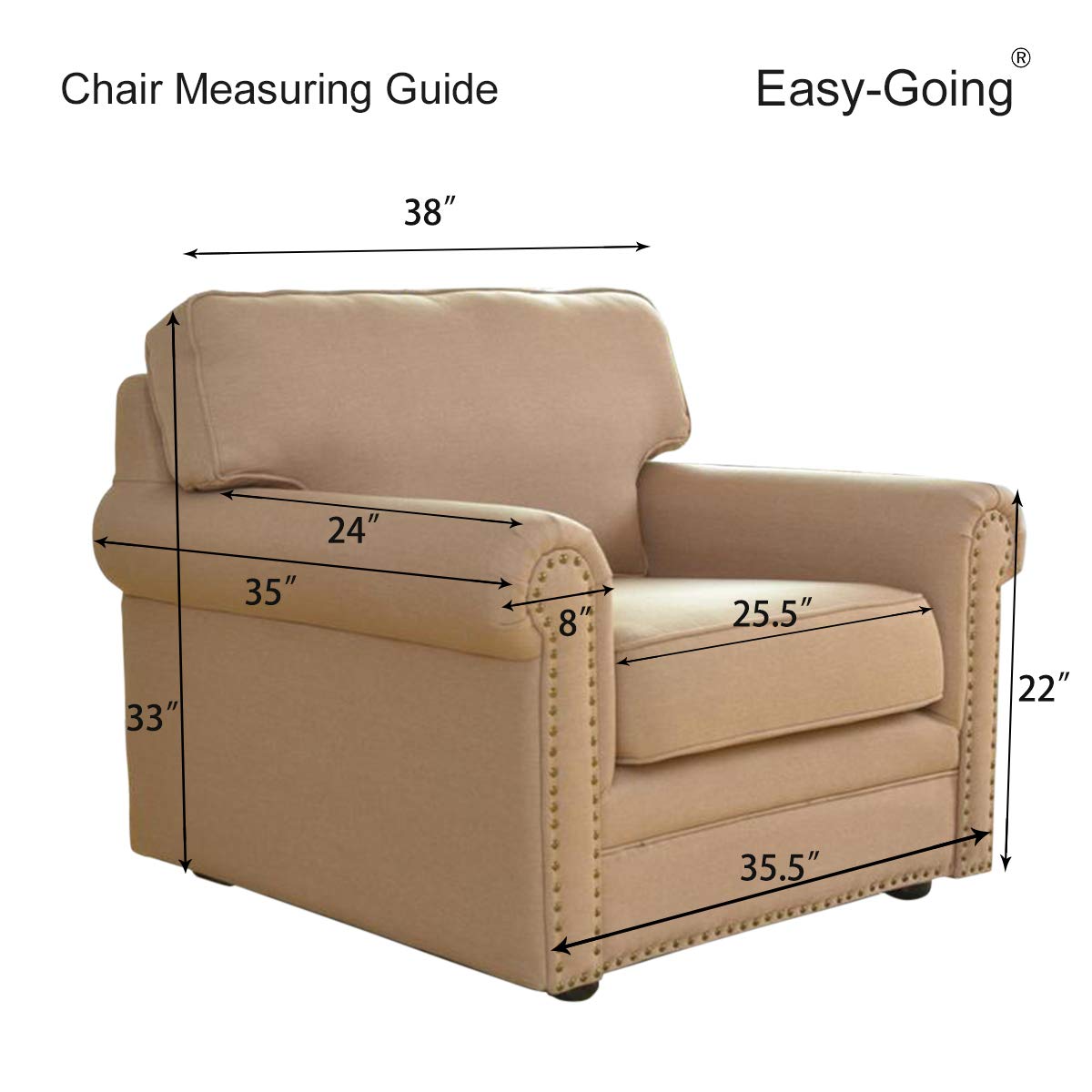 Easy-Going slipcover elastic-back design keeps chair cover in place.