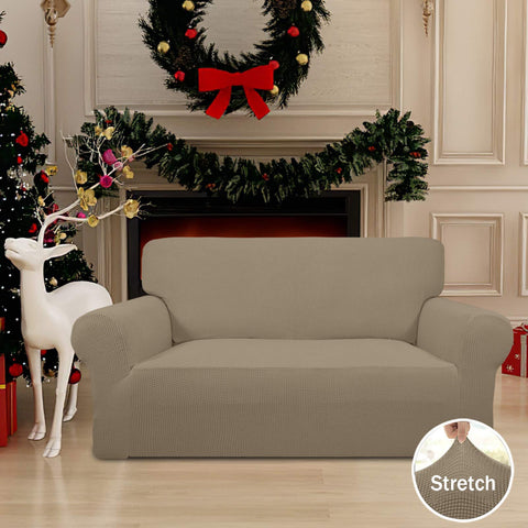 Easy-Going slipcover with elastic bottom anchors ensures a secure, wrinkle-free fit.