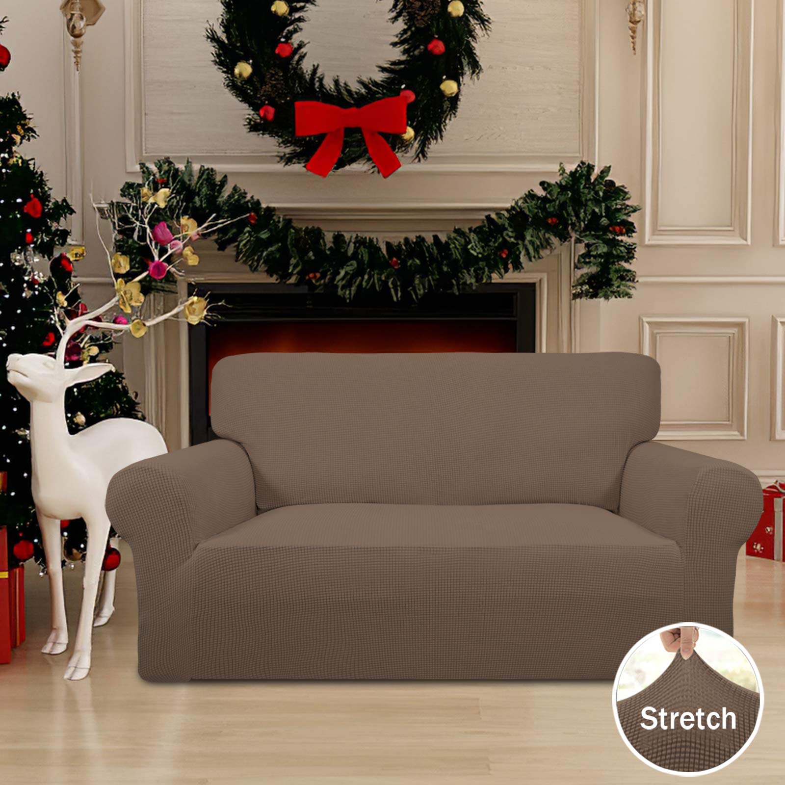 Easy-Going slipcover with elastic bottom secures one-piece fit for a clean look.
