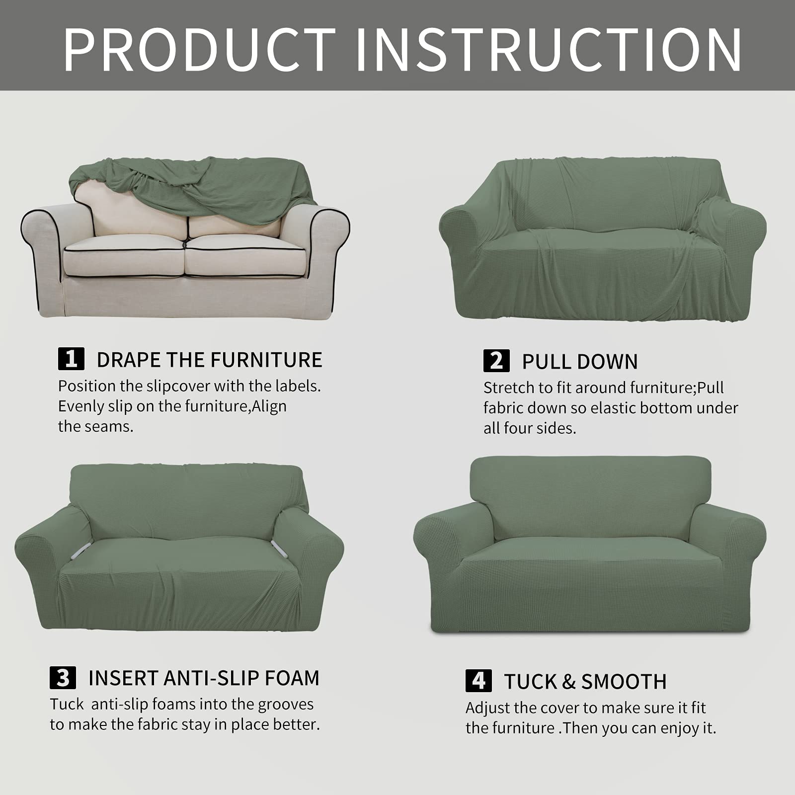 Measurement guide helps ensure a snug fit for 60 81 inch sofas.
