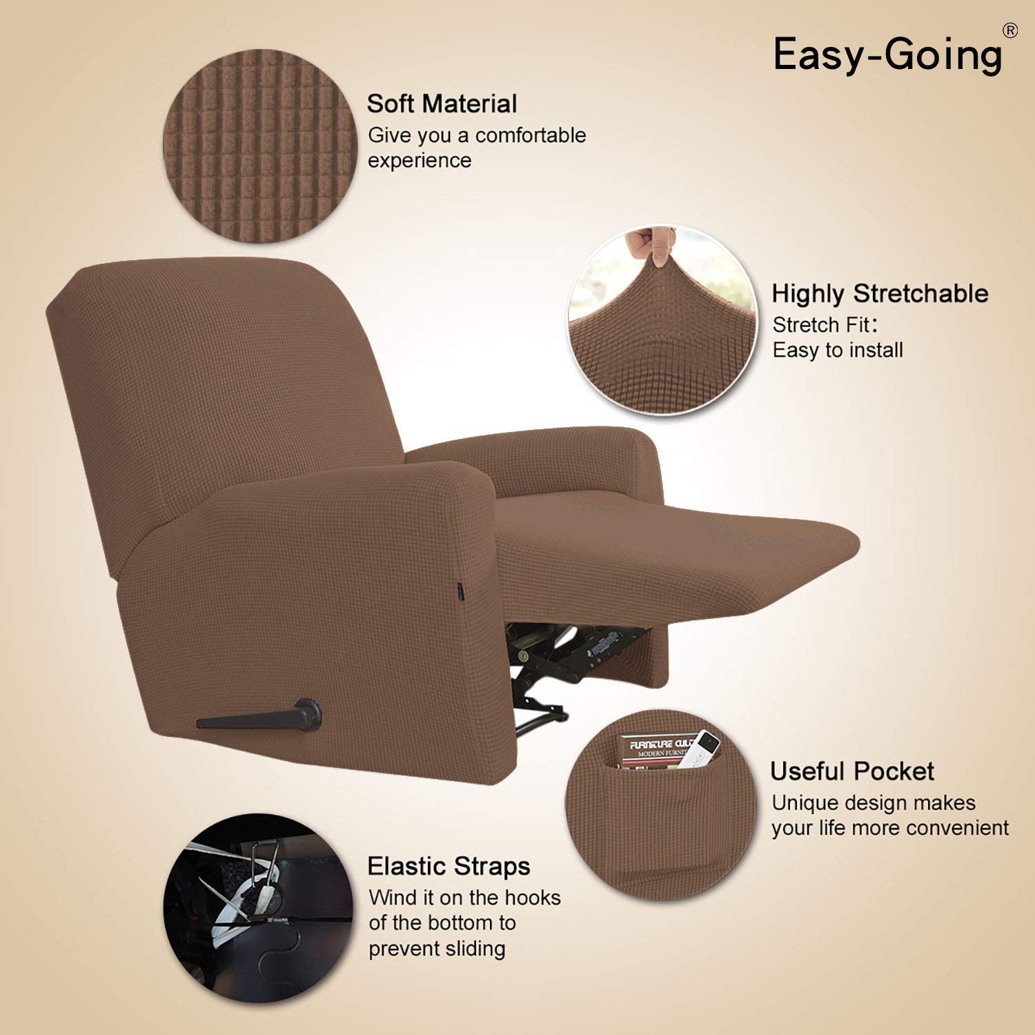 Easy-Going slipcover seat center brown ensures secure seat fit