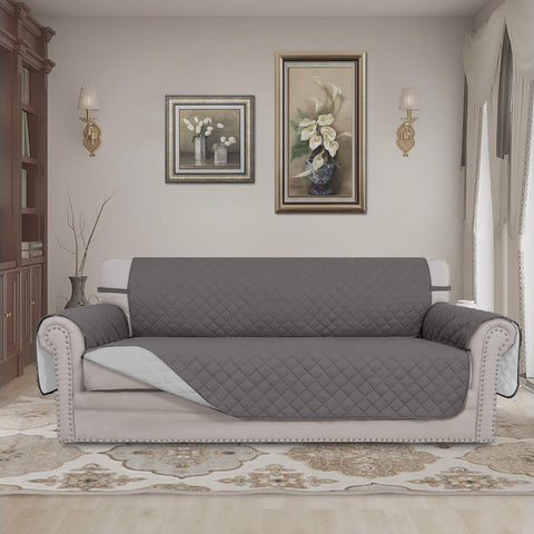 Easy-Going slipcover in gray and light gray shows versatile two-tone style.