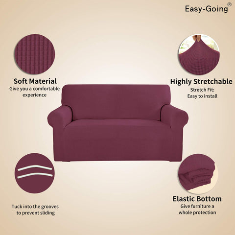 Easy-Going sofa cover fits 60 to 81 inches for versatile use.