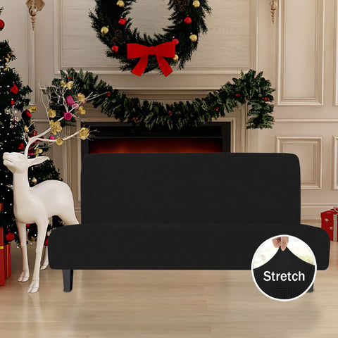 Easy-Going stretch futon slipcover with elastic bottom stays snug.