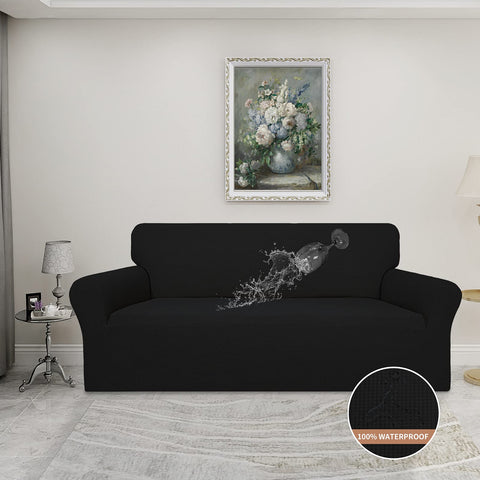 Easy-Going stretch jacquard sofa slipcover adapts for a snug fit