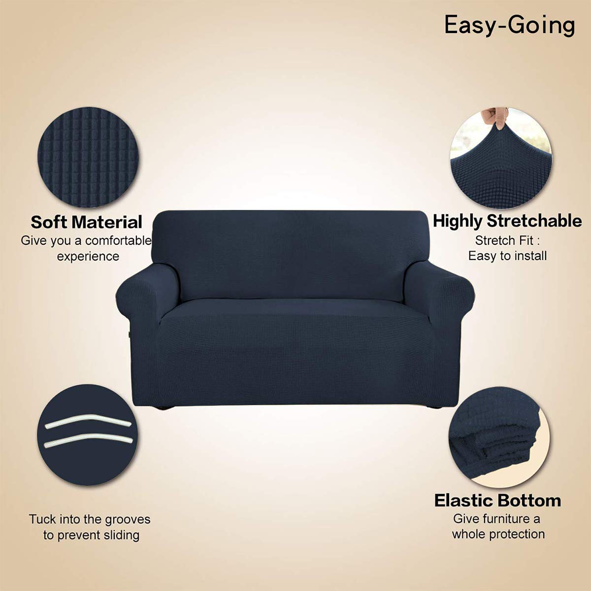 Elastic bottom detail on Easy-Going Loveseat Slipcover for secure fit