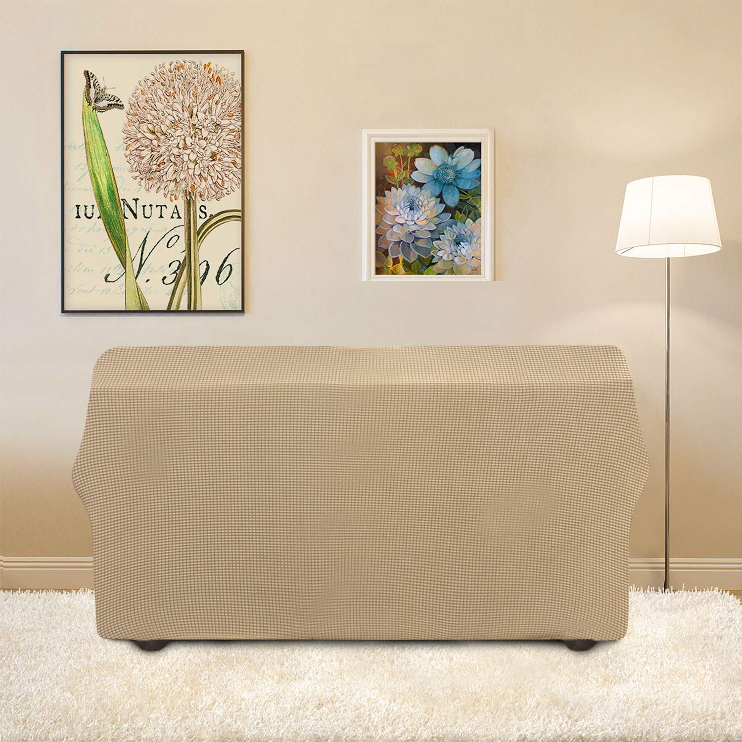 Easy-Going slipcover includes non-slip foam anchors for stability.