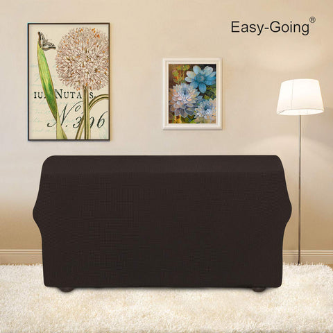 Easy-Going Stretch Loveseat Slipcover being installed on a loveseat in minutes