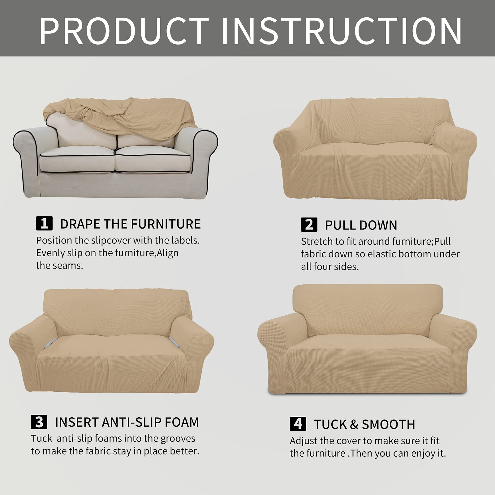 Easy-Going Stretch Loveseat Slipcover protects furniture from daily wear.