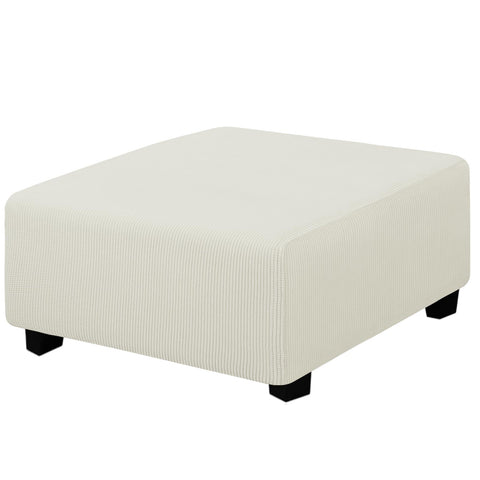 Easy-Going stretch ottoman cover in cream protects and refreshes square storage stools.