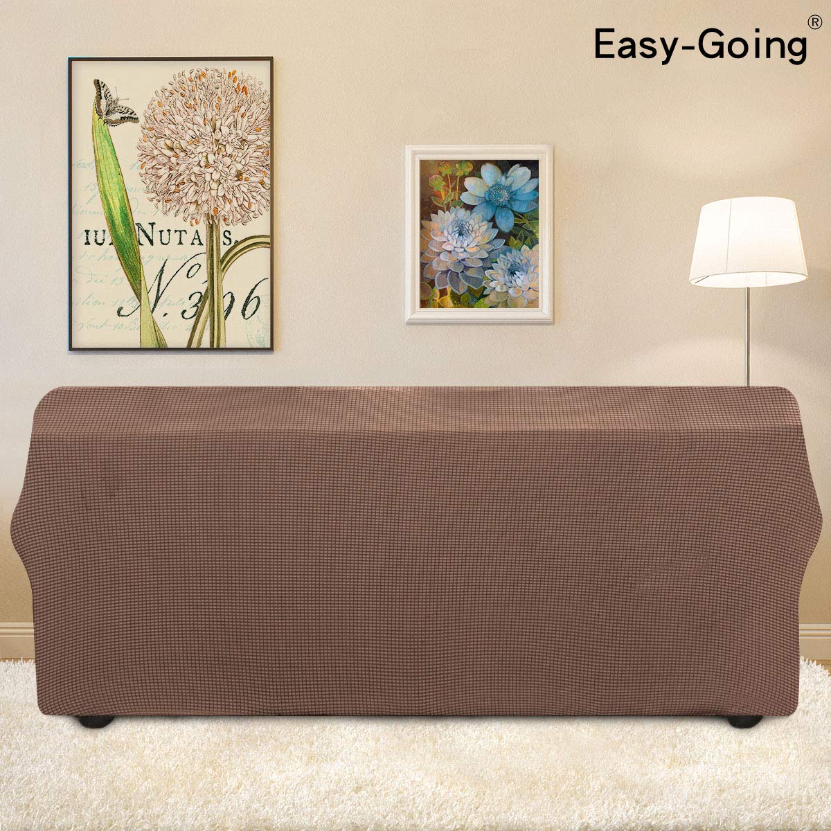 Easy-Going brown color slipcover refreshes furniture style while guarding upholstery.