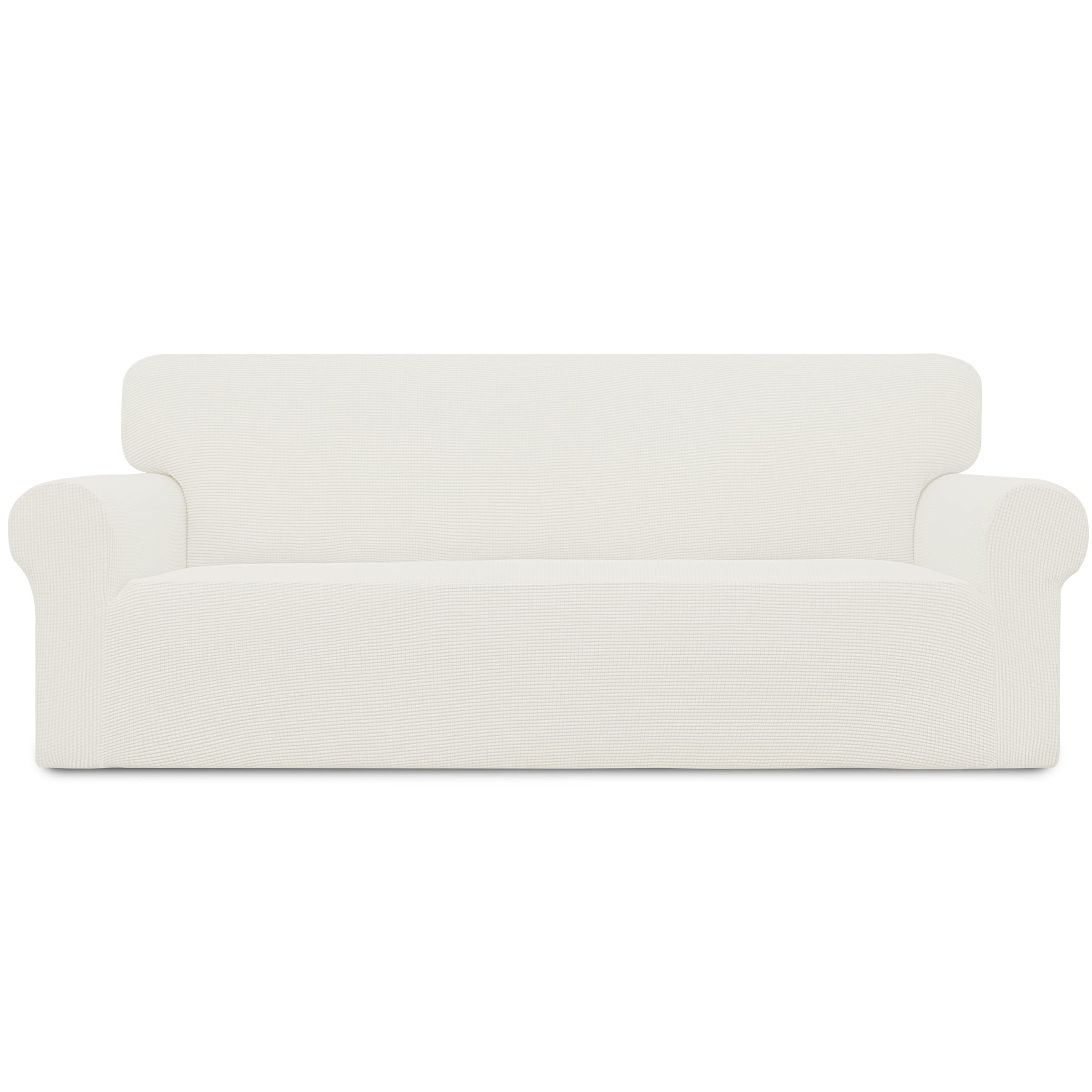 Easy-Going stretch slipcover in cream on an oversized sofa for a refreshed look