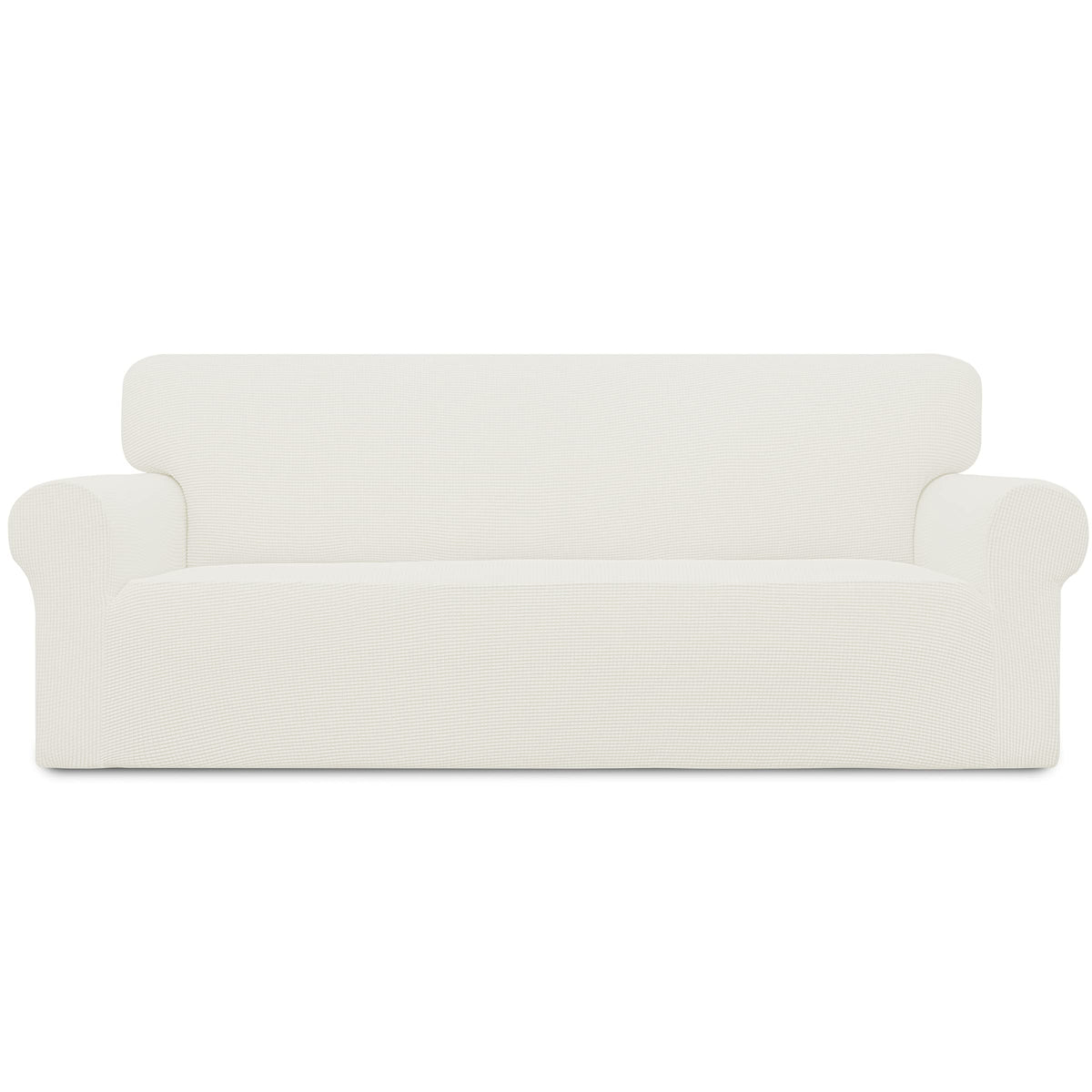 Easy-Going stretch slipcover in cream on an oversized sofa for a refreshed look