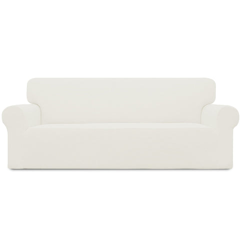 Easy-Going stretch slipcover in cream on an oversized sofa for a refreshed look