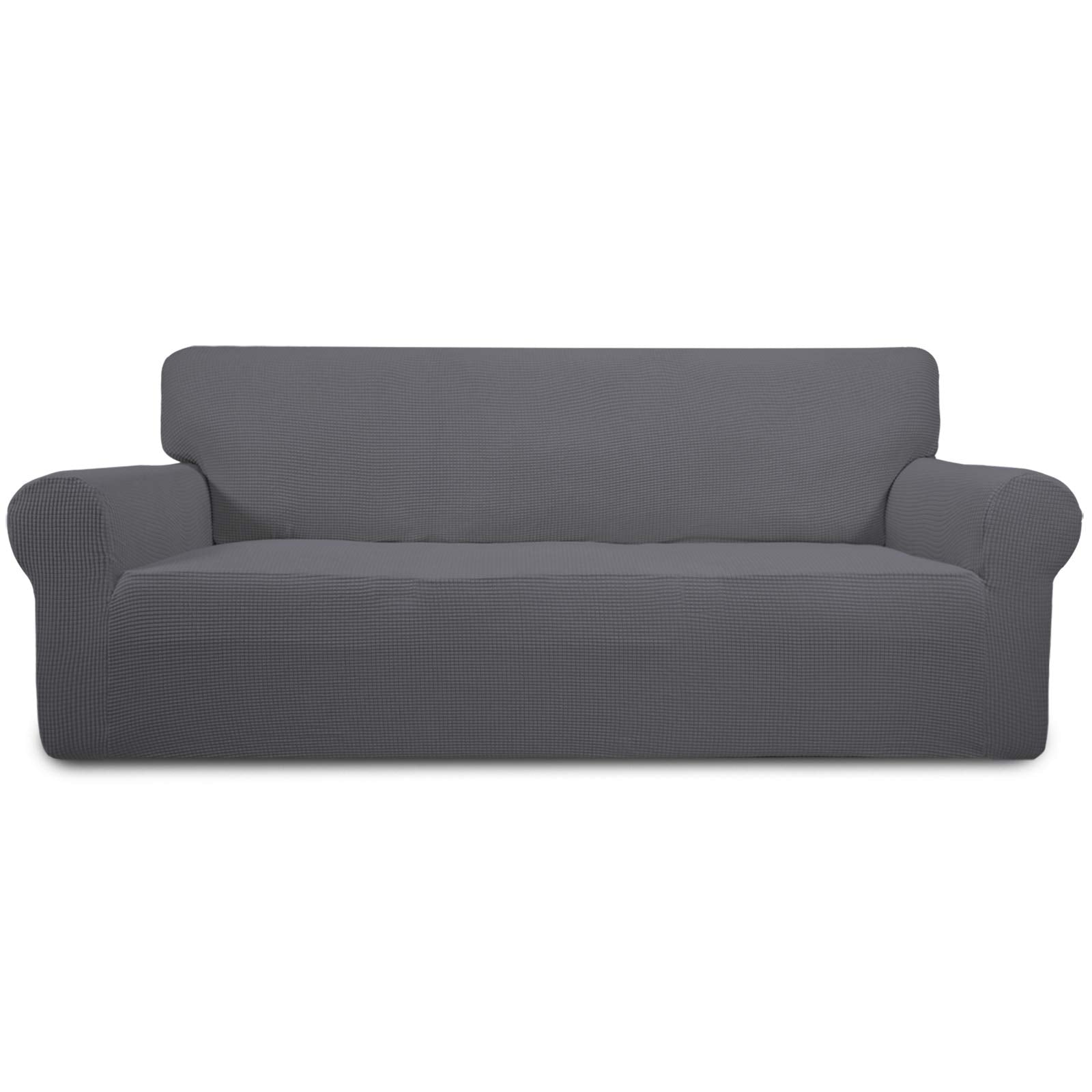 Easy-Going stretch sofa slipcover with elastic bottom protects and tightens on your couch.
