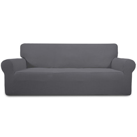 Easy-Going stretch sofa slipcover with elastic bottom protects and tightens on your couch.