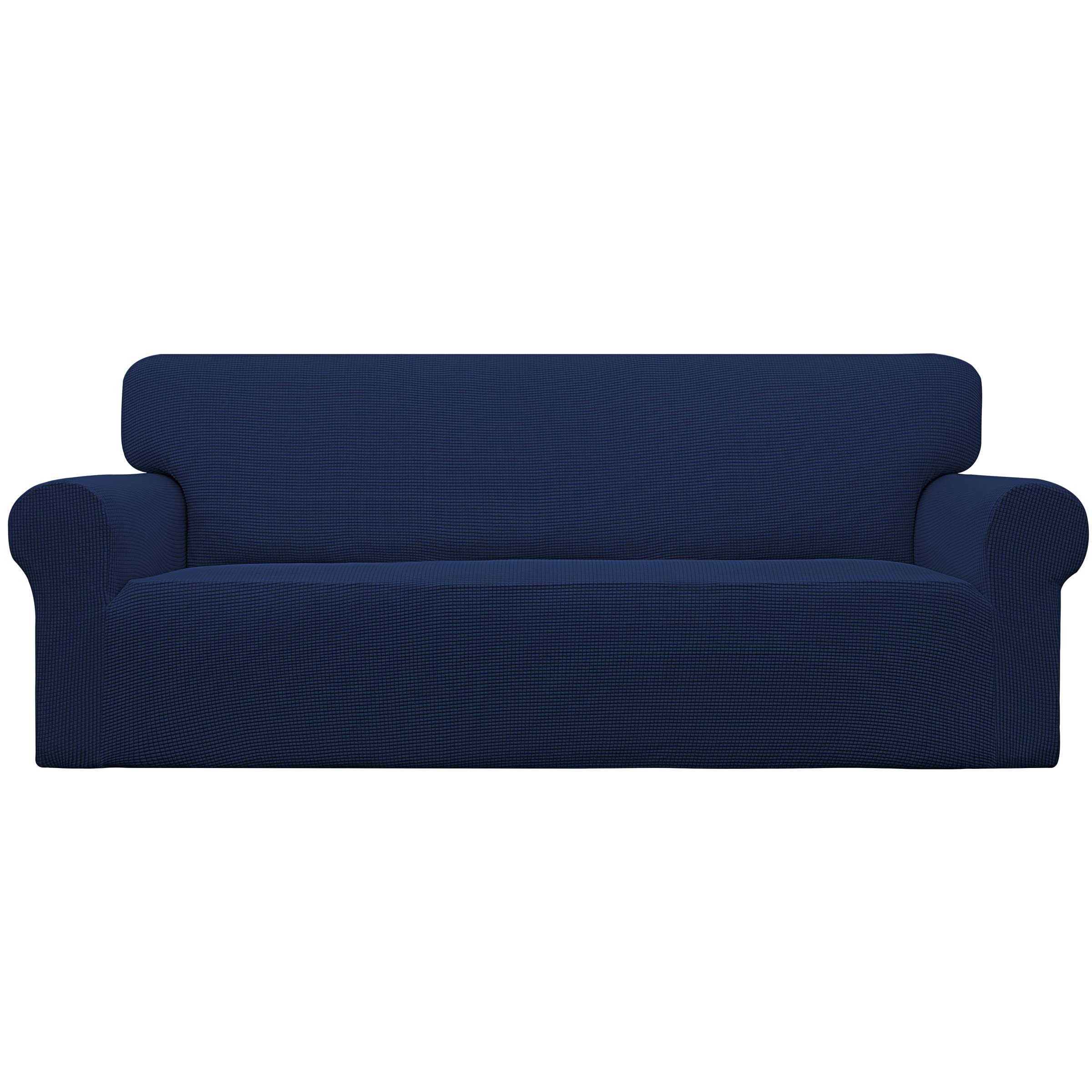 Easy-Going stretch slipcover front view protects sofa from daily wear.