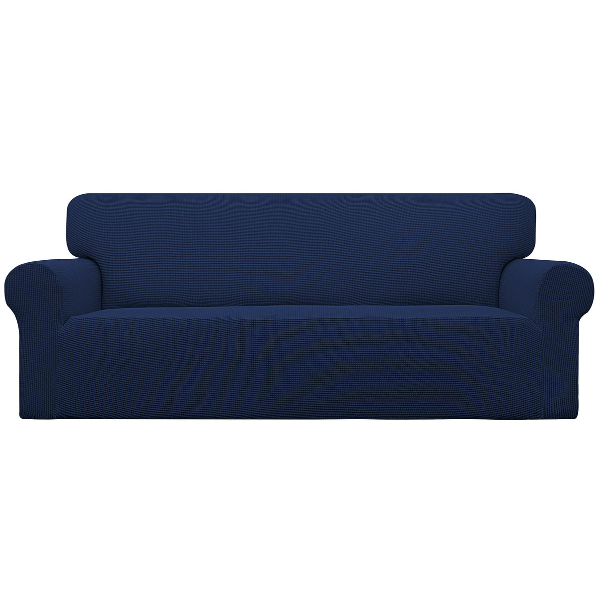 Easy-Going stretch slipcover front view protects sofa from daily wear.