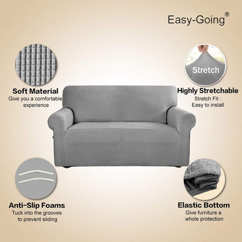 Easy-Going stretch sofa slipcover installed easily with one person and keeps sofa neat.