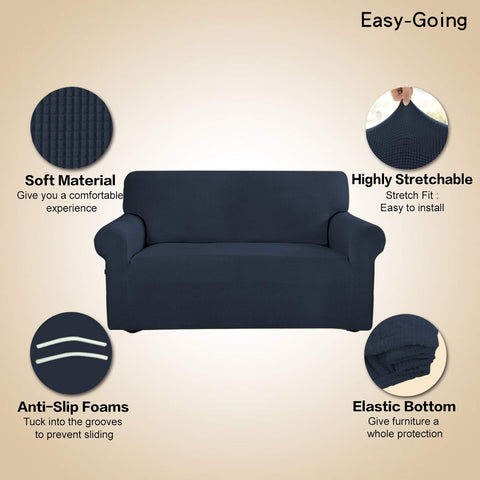 Easy-Going jacquard fabric slipcover with soft texture for comfortable lounging.