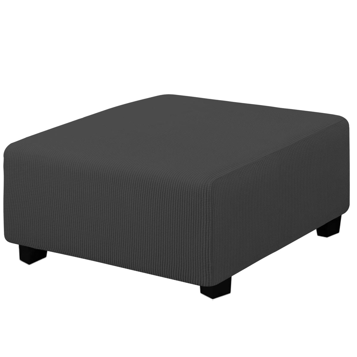 Easy-Going ottoman cover closeup shows durable stretch fabric and snug fit