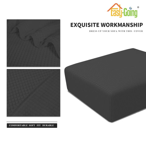 Easy-Going ottoman cover with elastic bottom for secure fit on a square ottoman