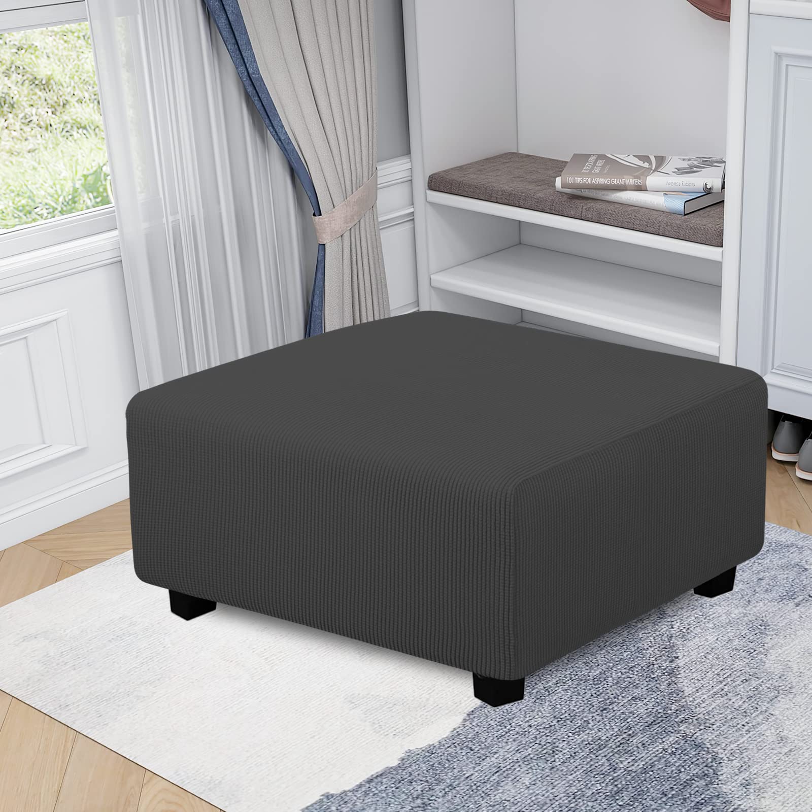 Easy-Going ottoman cover texture highlights soft, flexible material for everyday use