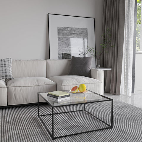 Easy Paws glass coffee table fits living rooms and lounges beautifully