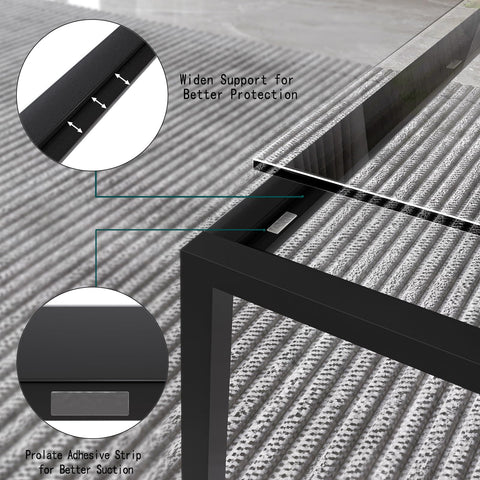Easy Paws glass coffee table features open storage beneath the top