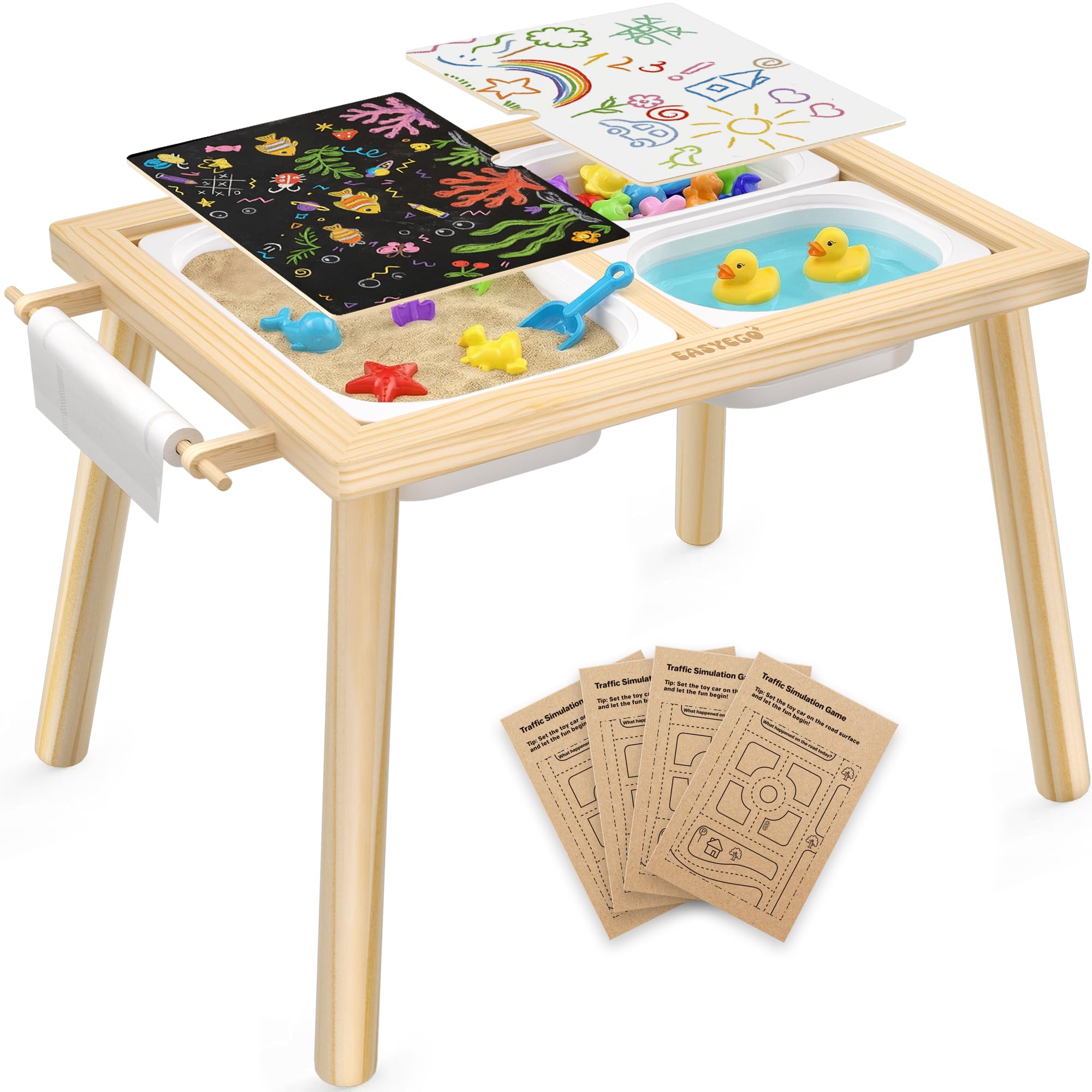 Easyego sensory table with wooden sand and water setup for indoor play