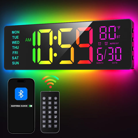 EASYERA 16.5-inch LED wall clock front view for clear visibility in large spaces.