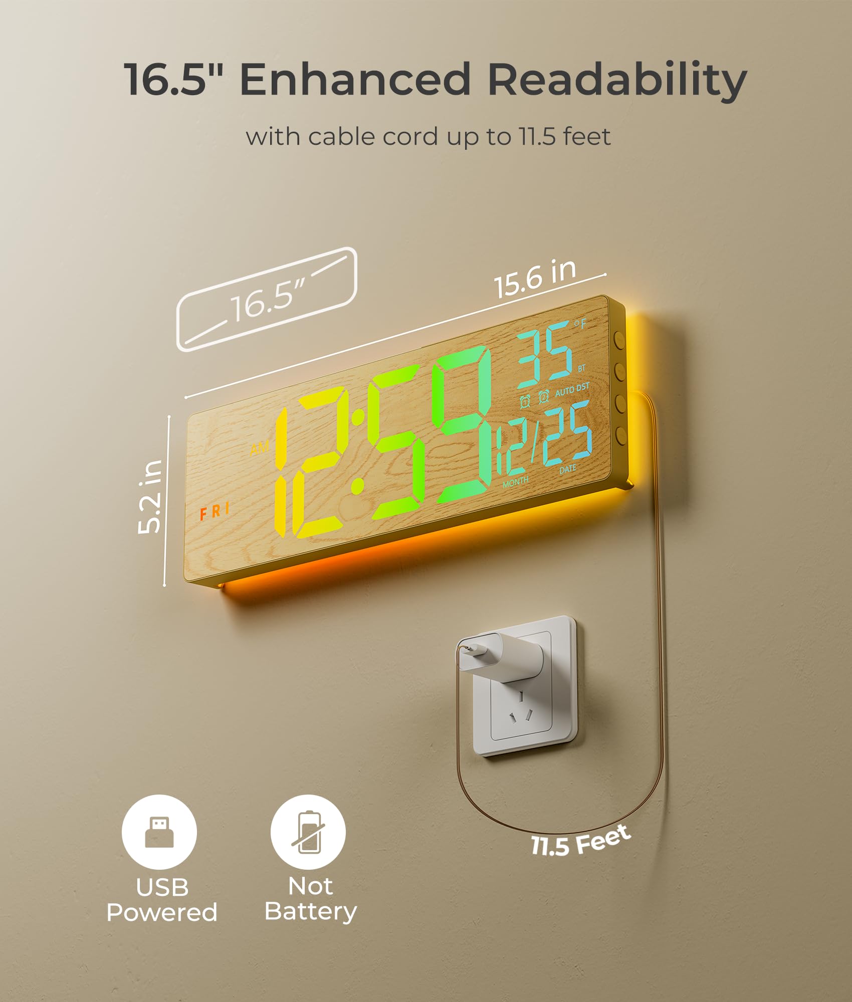 EASYERA auto DST and temperature readout helps monitor room information.