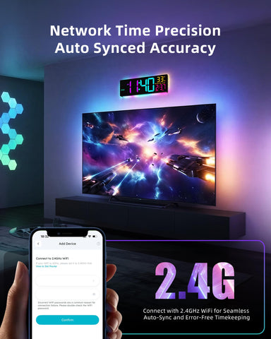 EASYERA plug-in clock with included adapter and long power cord for easy setup.