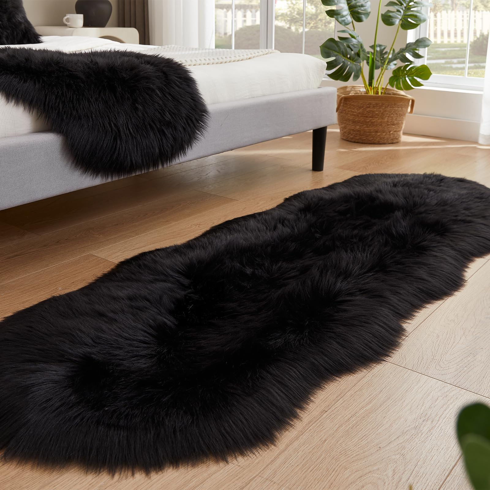 EasyJoy fluffy rug used as a chair cover for extra comfort.