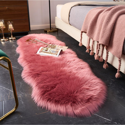 EasyJoy Ultra Soft Fluffy Sheepskin Rug pile closeup showing plush, luxurious texture.